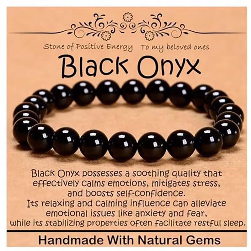 Minimalist Natural Stone Beaded Bracelet Unisex Geometric Round Handmade Jewelry Gift