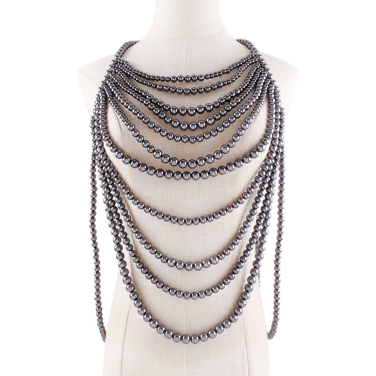 Cadena Corporal de Perlas Geométricas Vintage para Mujer con Detalles Artesanales y Diseño Irregular