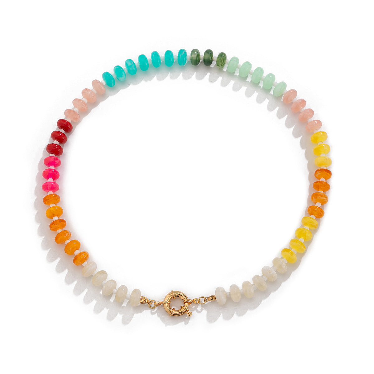 Collana girocollo con perline acriliche geometriche minimaliste e colori arcobaleno da donna