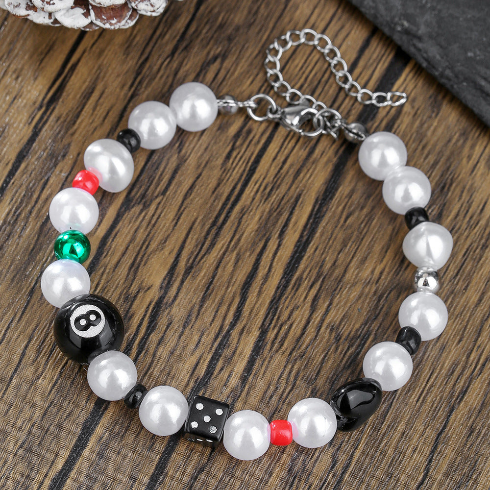 Casual Handmade Geometric Heart Acrylic Necklace with Pearl Inlay for Unisex