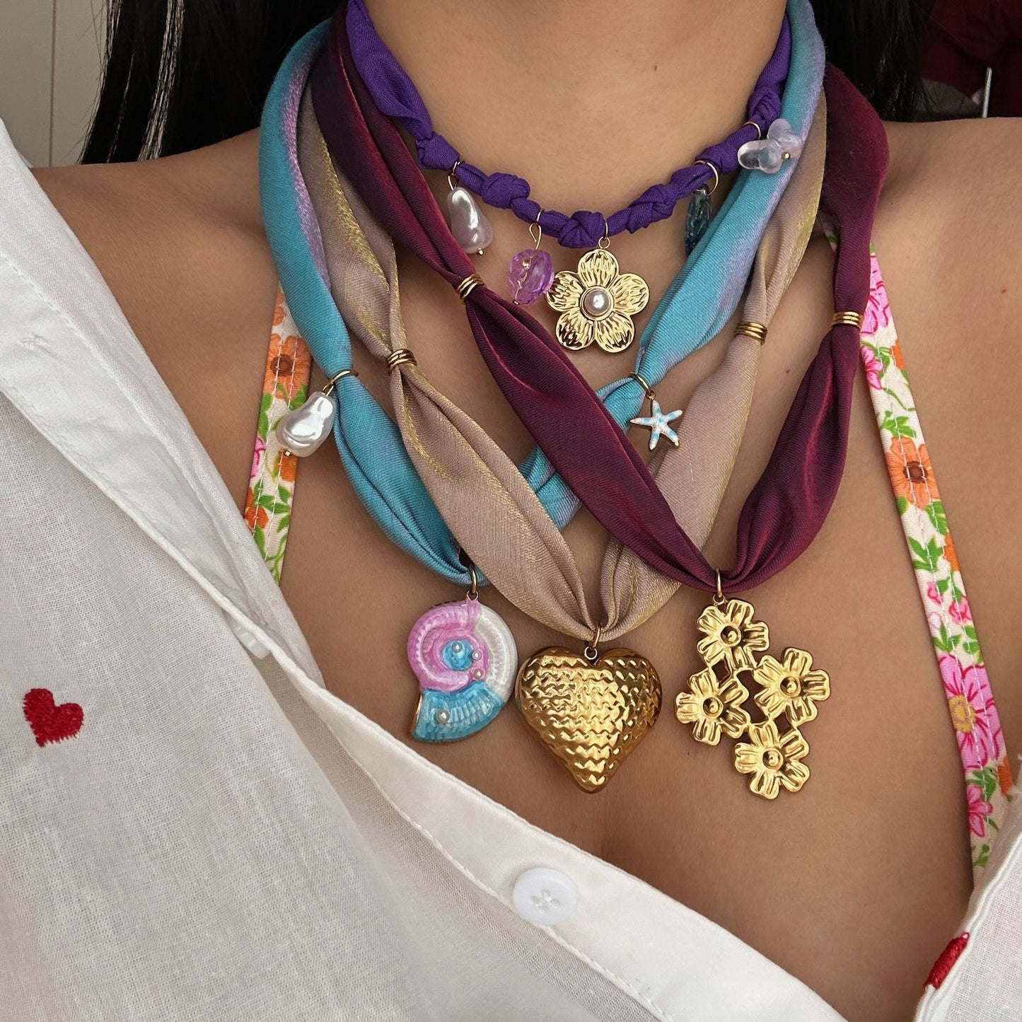 Casual Heart Geometric Animal Floral Plated Stainless Steel Necklace for Women