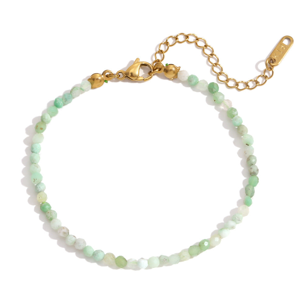 Elegant Geometric Stainless Steel 18K Gold Plated Natural Opal Bracelet for Women