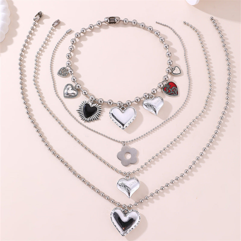Collar chapado de aleación de zinc geométrico de corazón de Hip-hop Punk para mujer