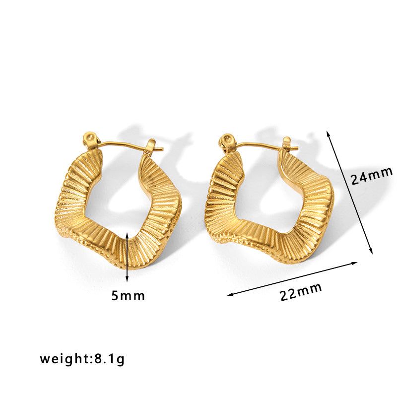 Orecchini a cerchio in acciaio inossidabile con design geometrico minimalista e placcatura, leggeri e lussuosi per donna