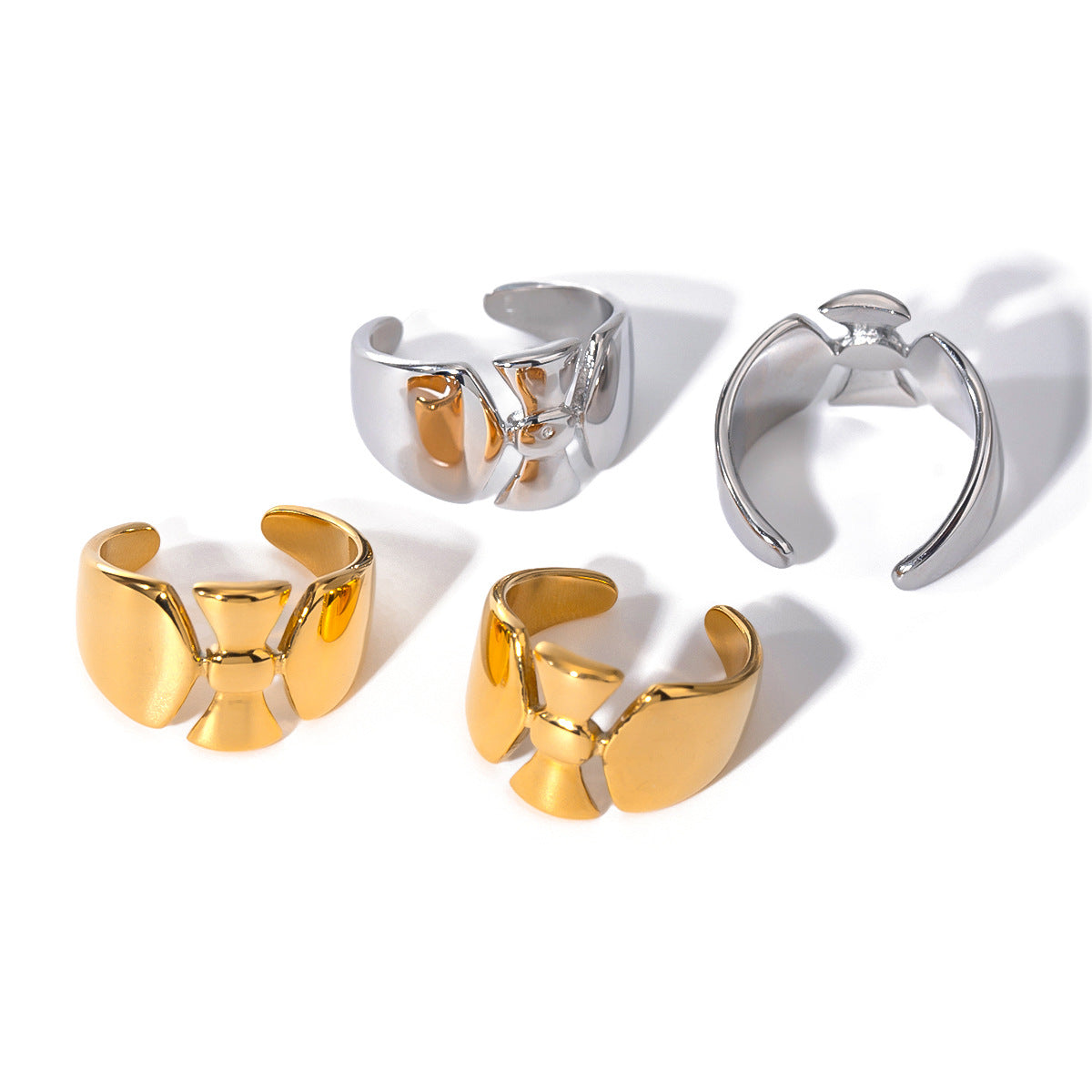 Fashion Stainless Steel Plated Bow U-Shape Clip-On Earrings for Women