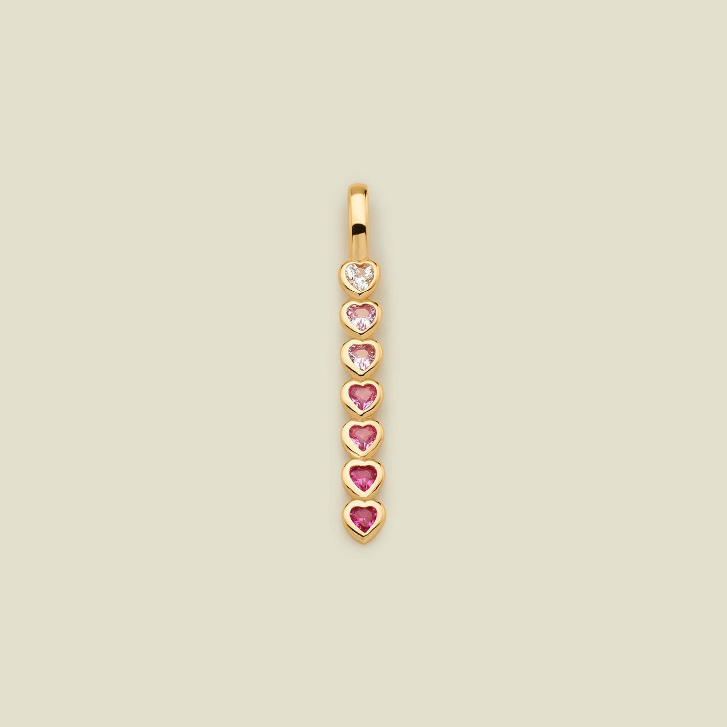 Ciondolo Minimalista placcato oro in ottone a forma di cuore con strass e barretta quadrata