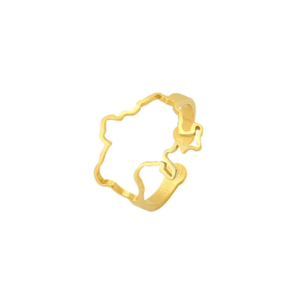 Anello da donna alla moda placcato oro in acciaio inossidabile con cuore aperto e design geometrico