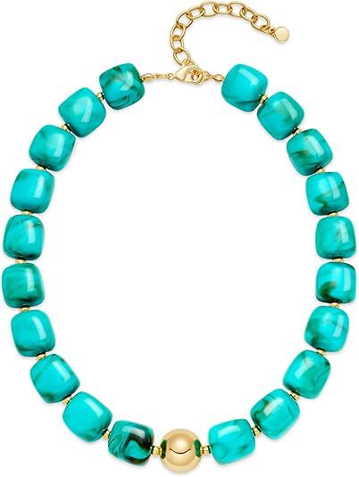 Luxury Heart Resin Pendant Acrylic Bead Necklace for Women