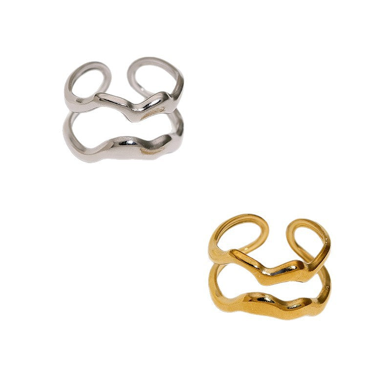 Minimalist Geometric Round Plated Stainless Steel Open Ring for Women