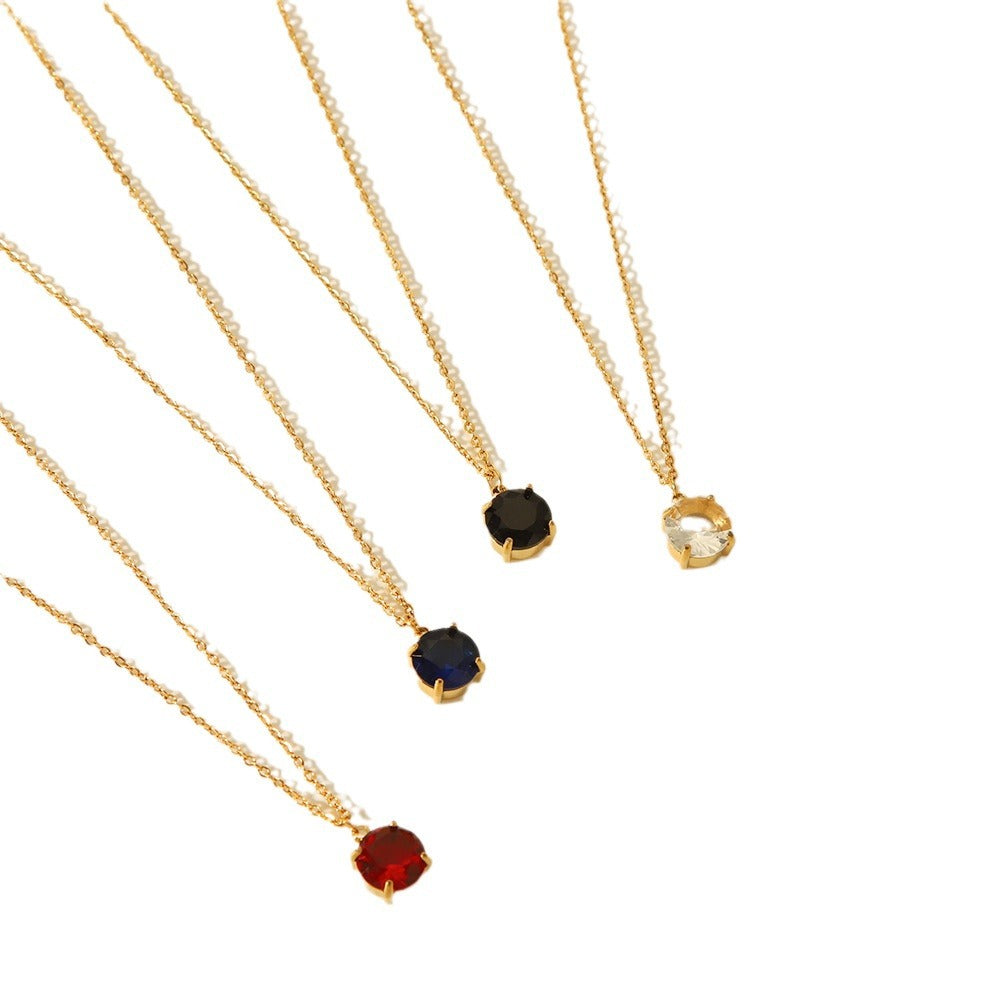 Collana Minimalista in Acciaio al Titanio Geometrica con Intarsio di Strass per Donna, Gioiello con Pendente Ipoallergenico e Resistente allo Sbiadimento