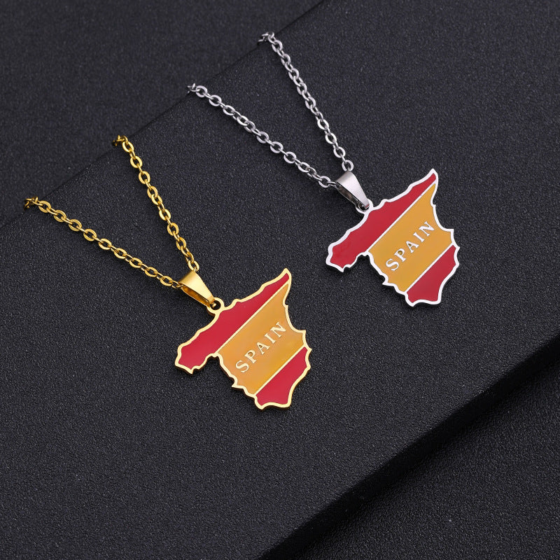 Collana pendente geometrica di ispirazione etnica in acciaio inossidabile con finitura placcata per uomo e donna