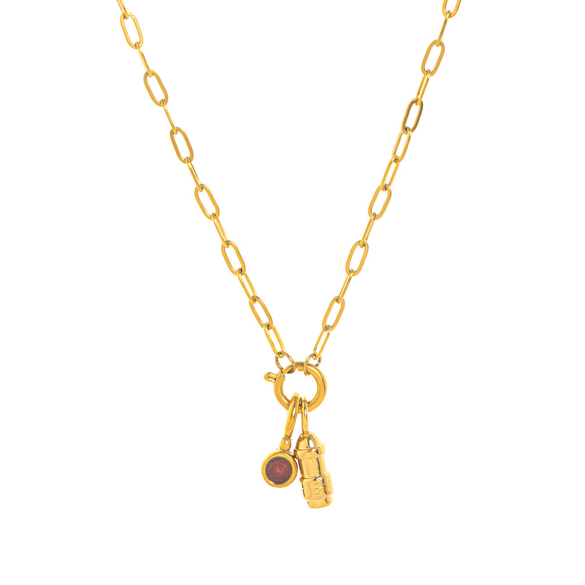 Minimalist Geometric Stainless Steel PVD 18K Gold Plated Cubic Zirconia Charm Bar Necklace