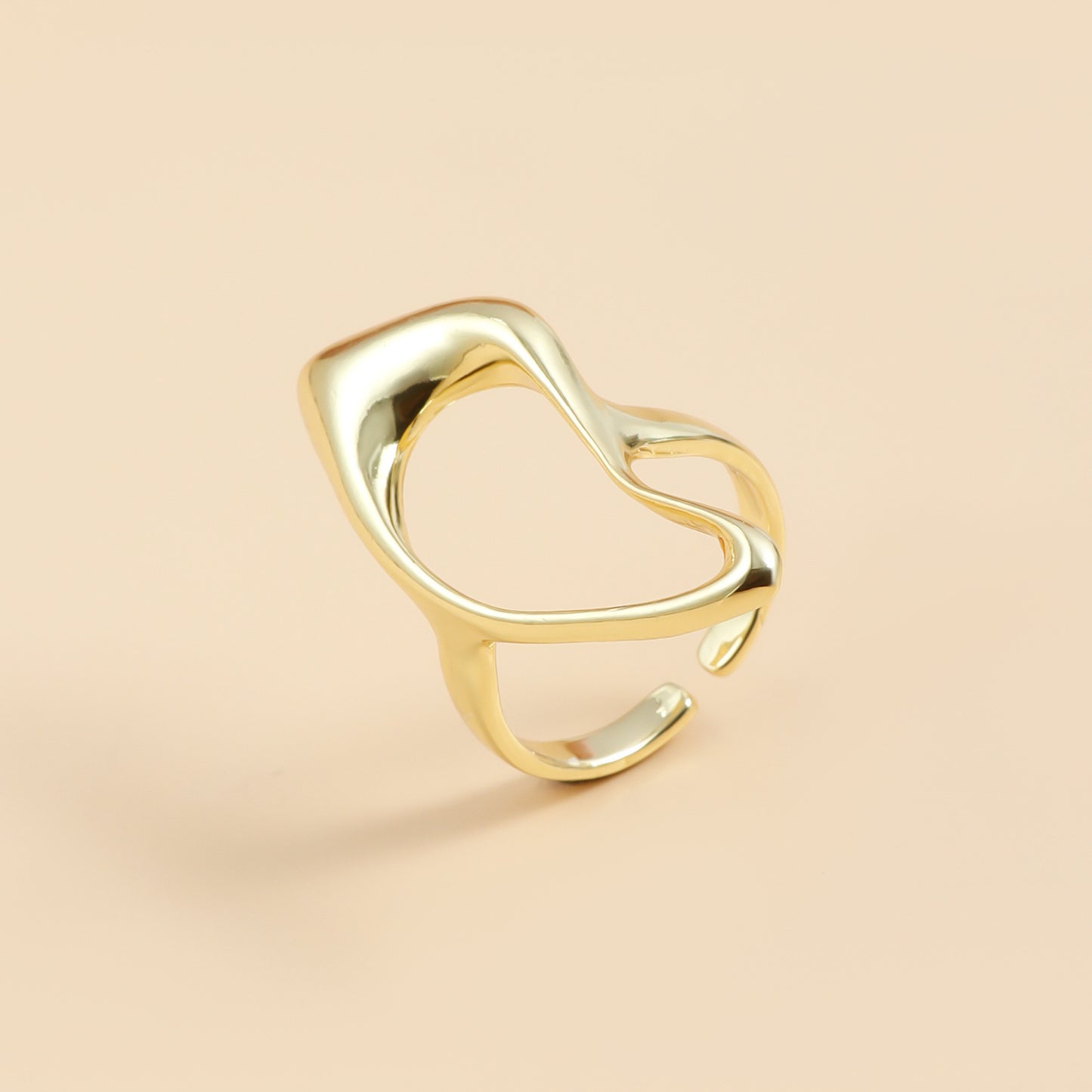 Minimalist Geometric Adjustable Open Ring for Women in Plated Metal