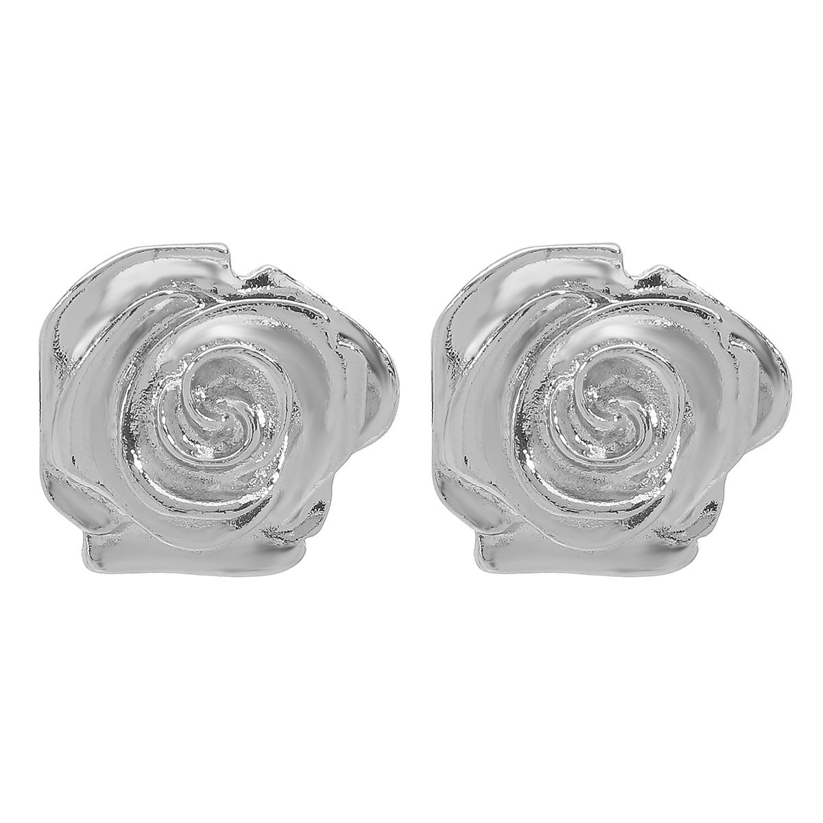 Elegante anillo de metal geométrico estilo vintage con motivo floral de rosa y acabado chapado