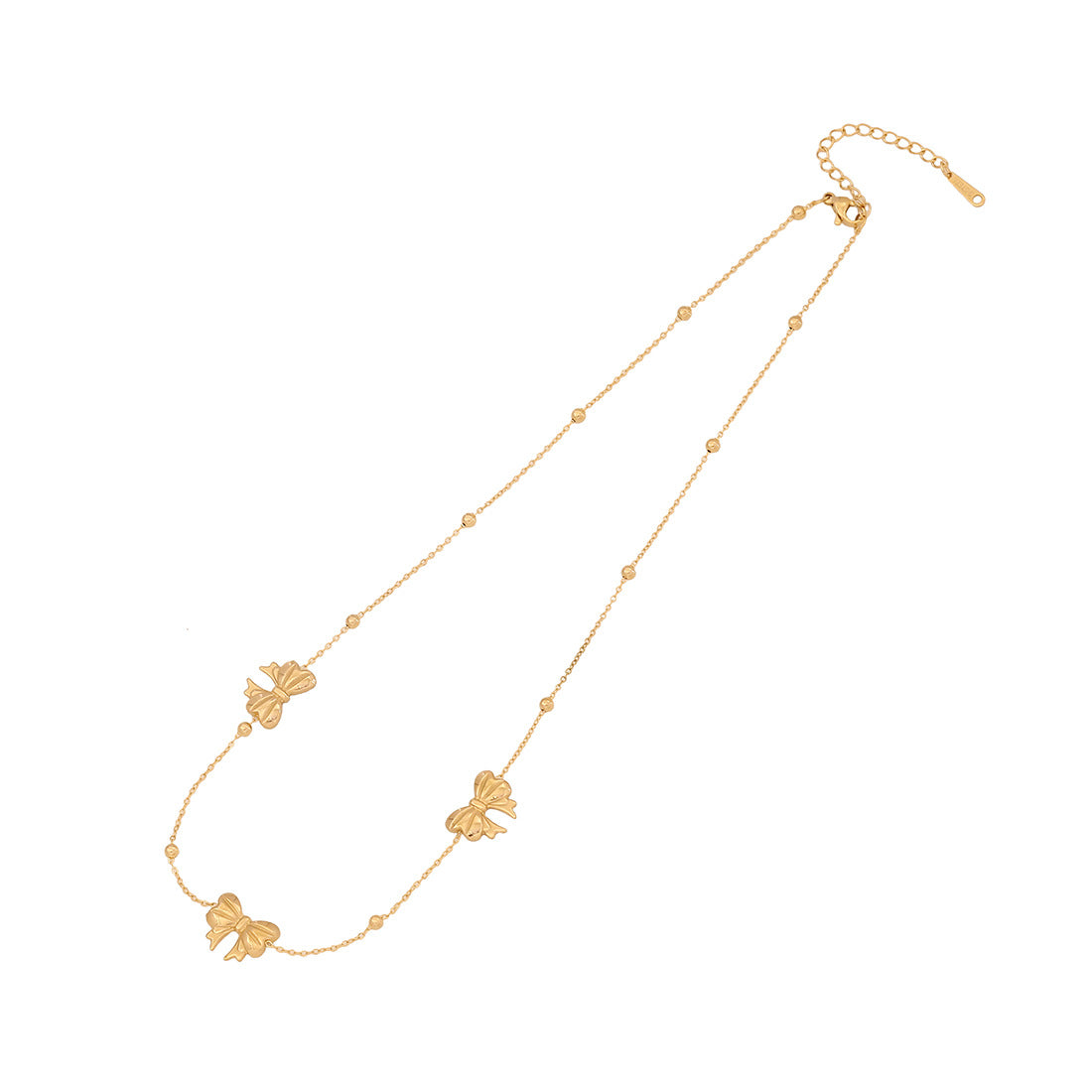Fashionable Bow-Shaped Stainless Steel Necklace with Plated Finish for Women O-Chain Pendant Jewelry