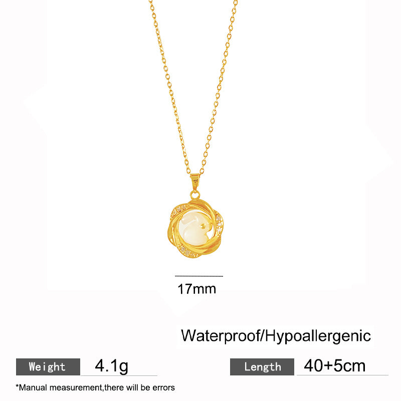 Luxury Casual Gold Plated Rabbit Geometric Pendant Titanium Steel Necklace