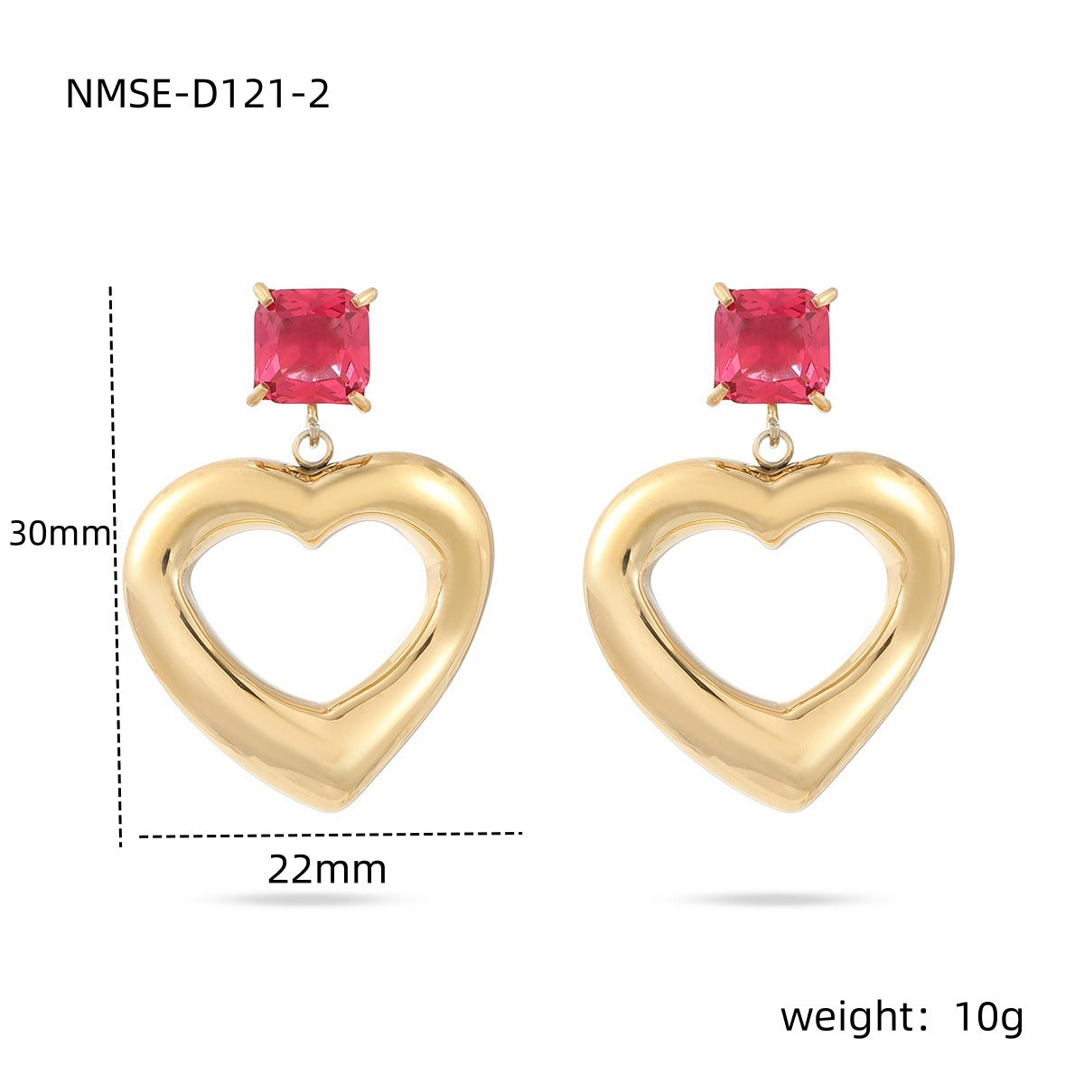 Fashionable Minimalist Heart-Shaped Zirconia-Set Titanium Steel Stud Earrings for Women with Plated Finish