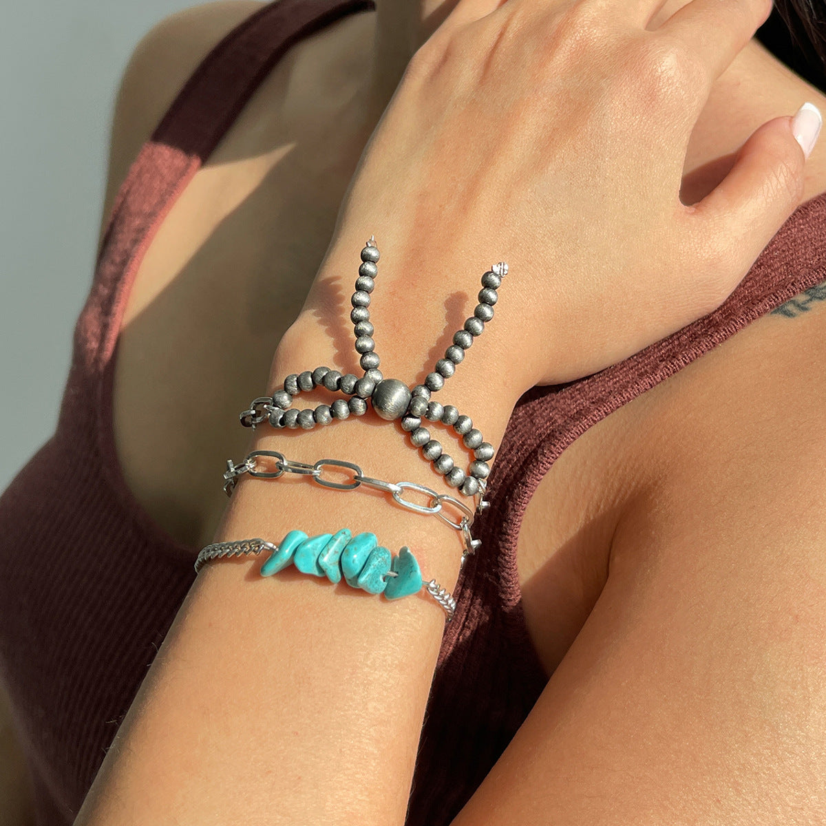 Collana con ciondolo a fiocco vintage da donna con design geometrico, catena in ferro placcato rame elettrolitico, collana a corda annodata regolabile