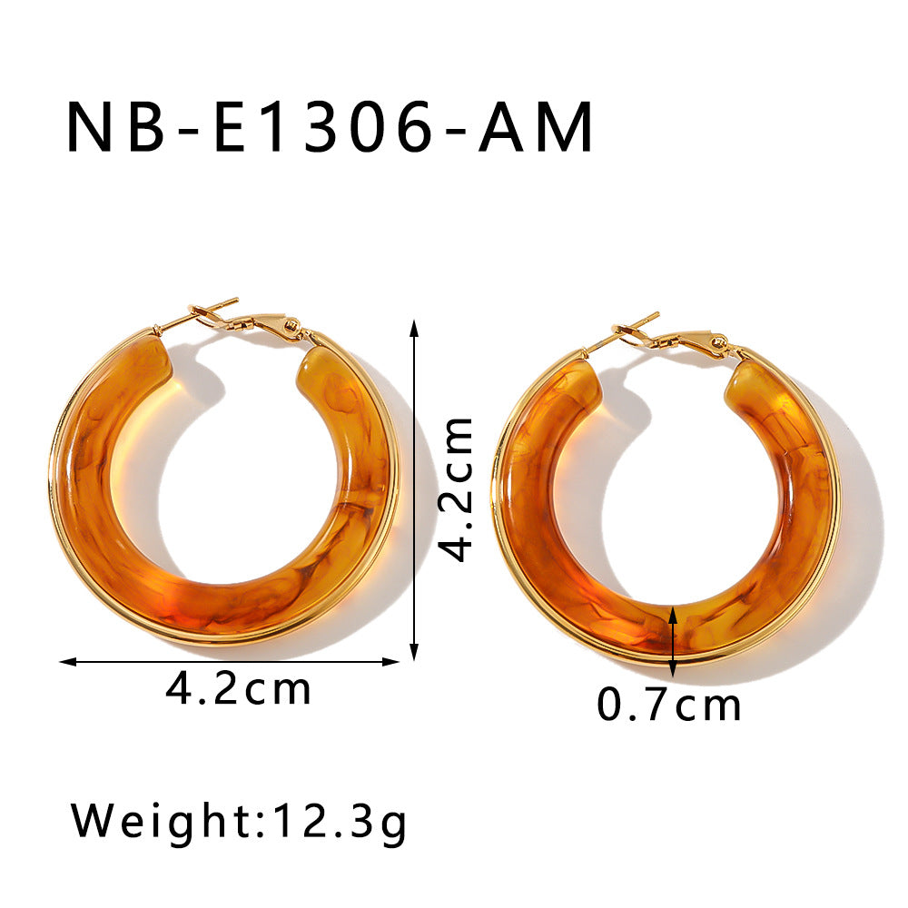 Minimalist Geometric Stainless Steel Ear Cuffs with 18K Gold Plating and Hollow Circle Design for Women