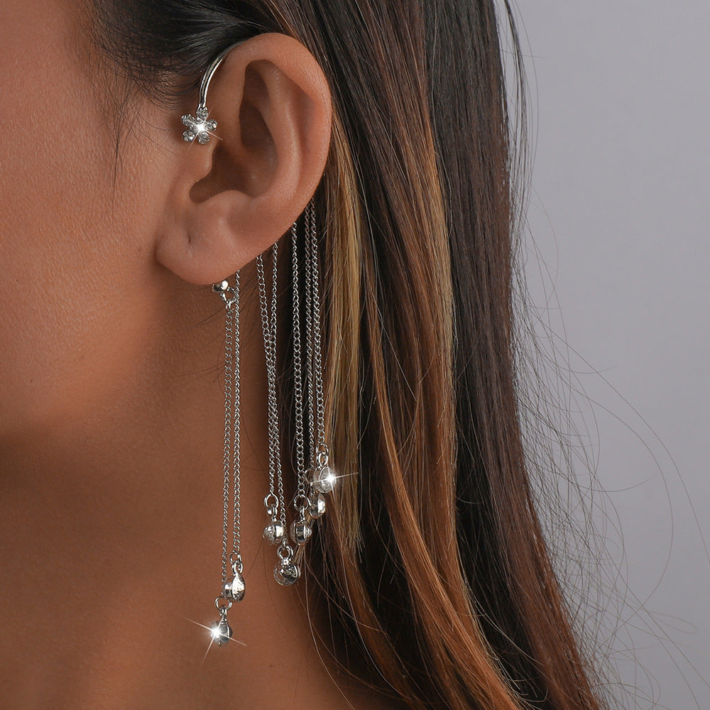 Pendientes colgantes largos geométricos con diseño de borla, ganchos para las orejas electrochapados de aleación de zinc para mujer