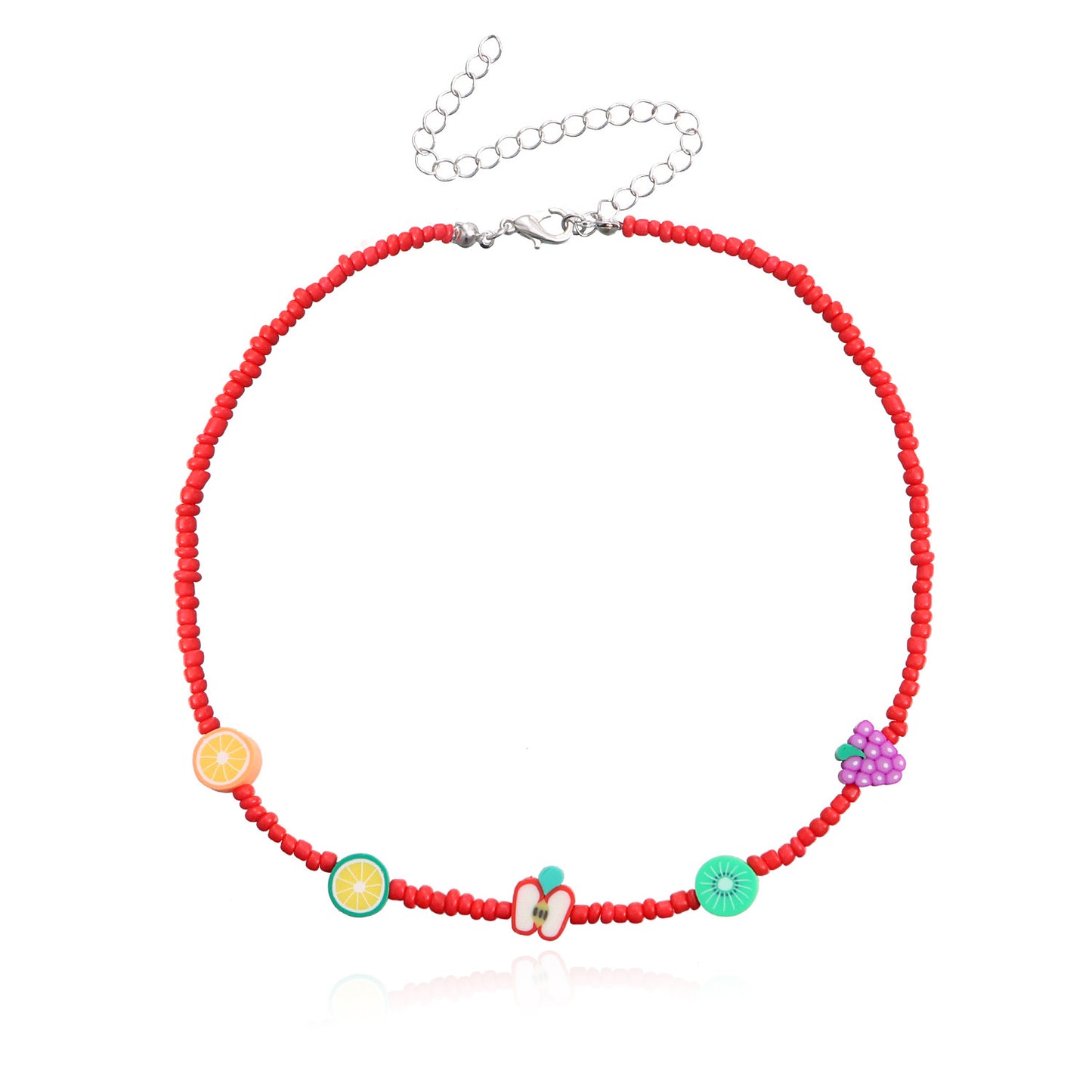 Colorful Fruit-Shaped Beaded Necklace for Women with Lemon and Watermelon Motifs, Fashionable and Cute Pendant Jewelry