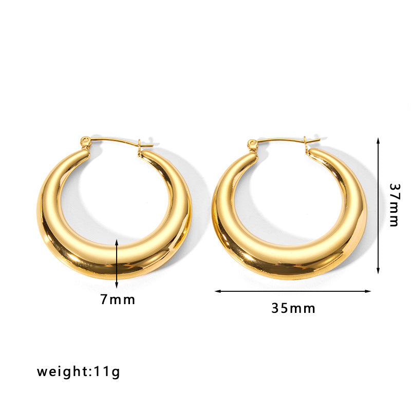 Minimalist Geometric Hollow Stainless Steel Earrings for Women with Plated Finish