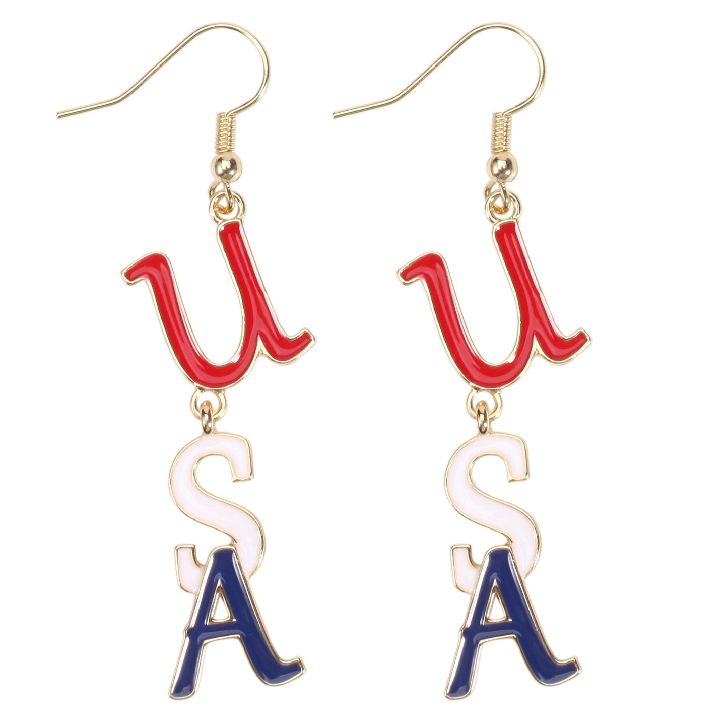 Patriotic Rhinestone Inlay Brass Earrings for Women