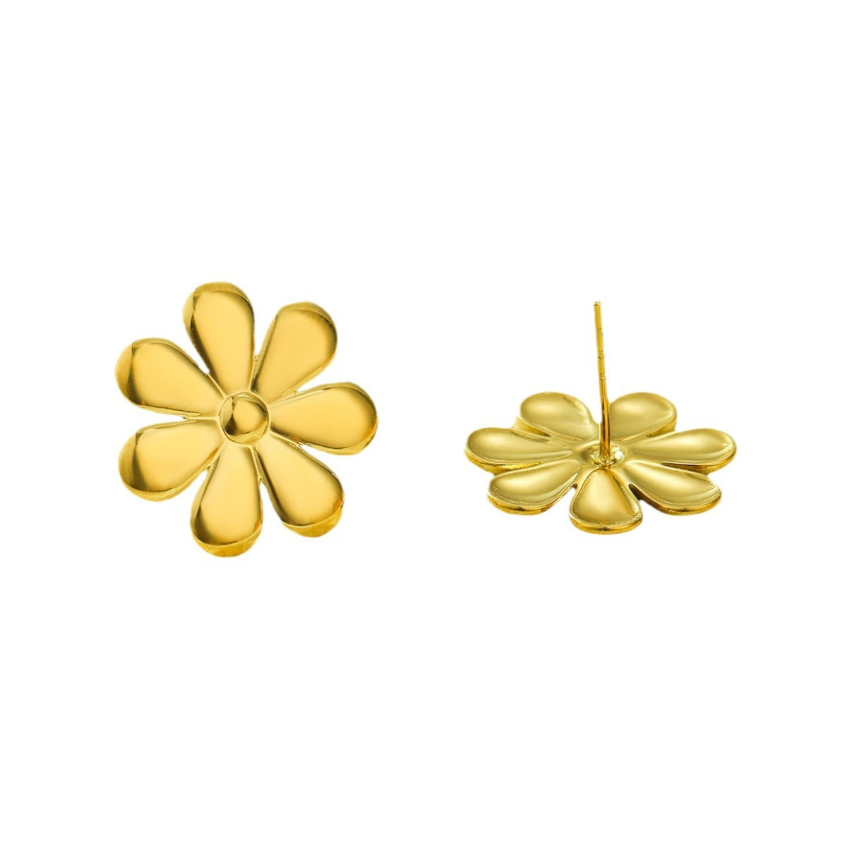 Orecchini a margherita minimalisti in acciaio inossidabile placcato oro 18K da donna