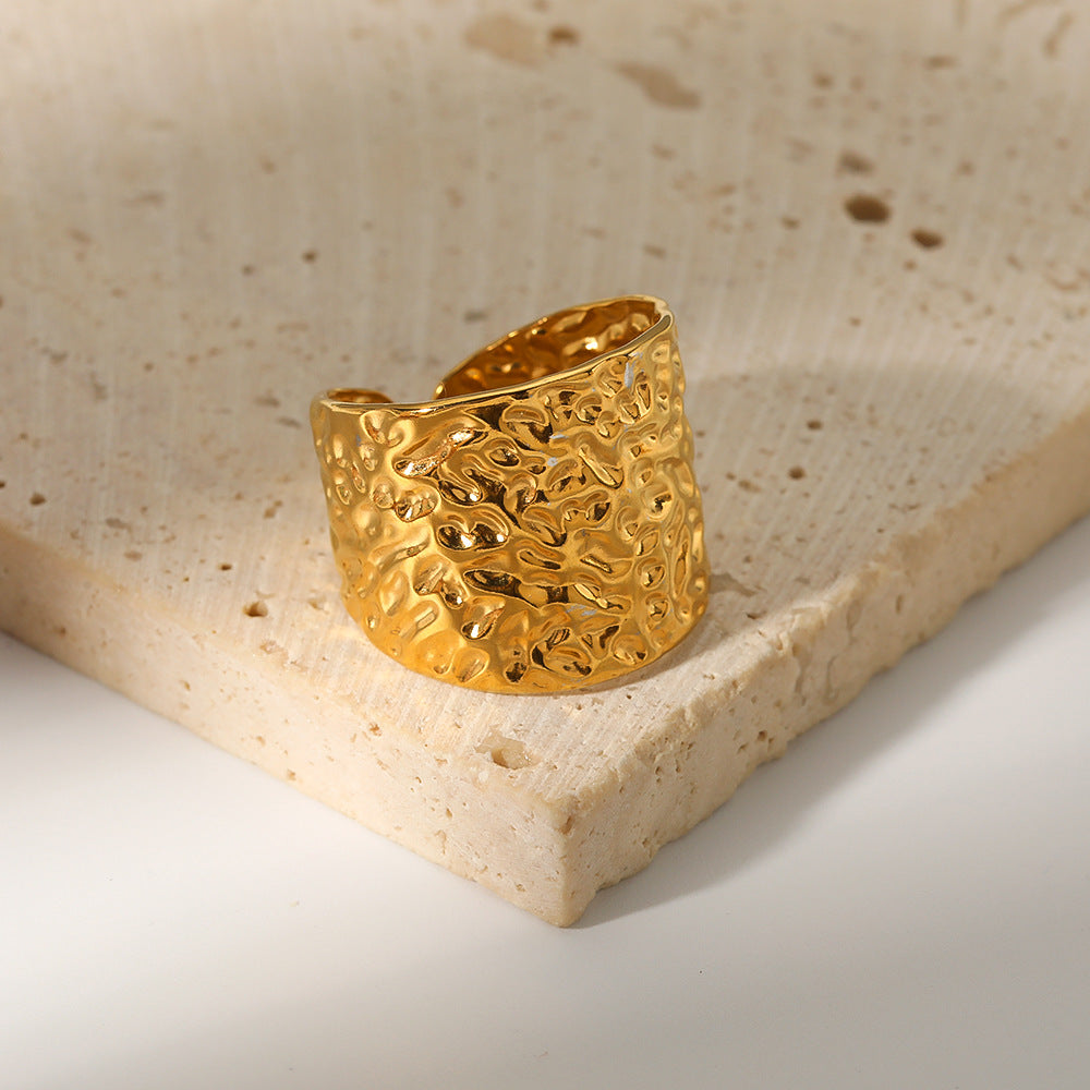 Anello regolabile geometrico minimalista in acciaio inossidabile placcato per donna