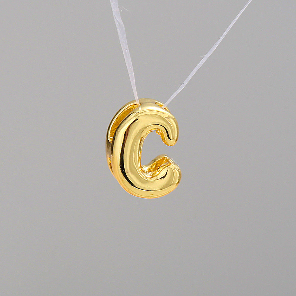Gold Plated Brass Letter Pendant Stainless Steel Box Chain Necklace Charm Bar