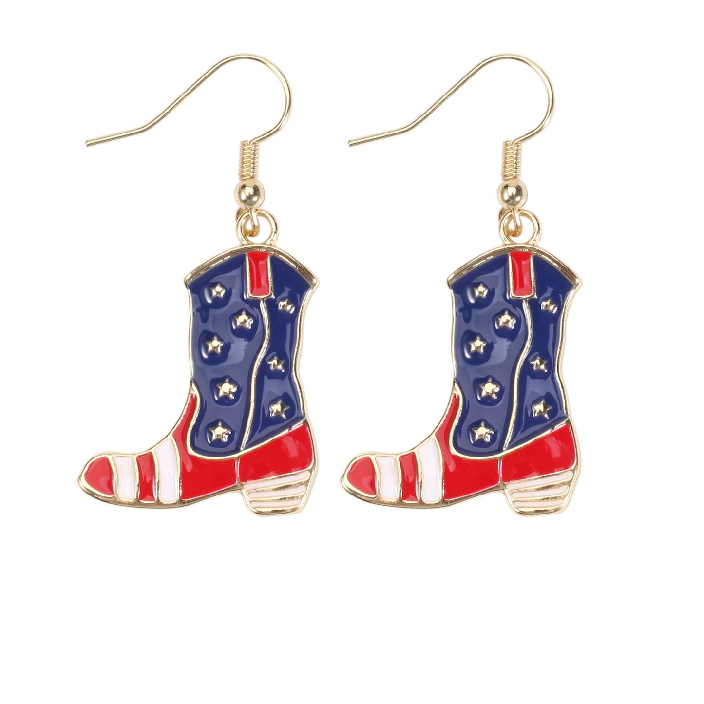 Patriotic Rhinestone Inlay Brass Earrings for Women