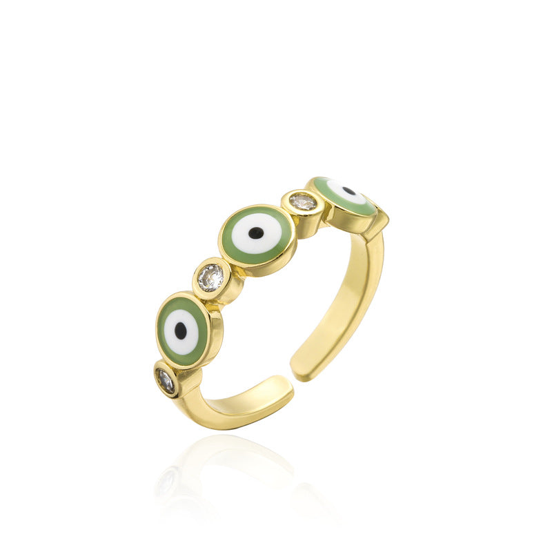 Geometric Drip Oil Brass 18K Gold Plated Cubic Zirconia Ring for Women