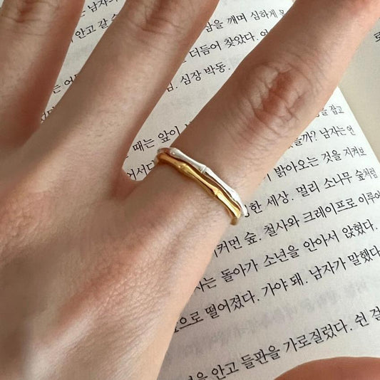 Minimalist 925 Sterling Silver Heart Bamboo Ring for Women