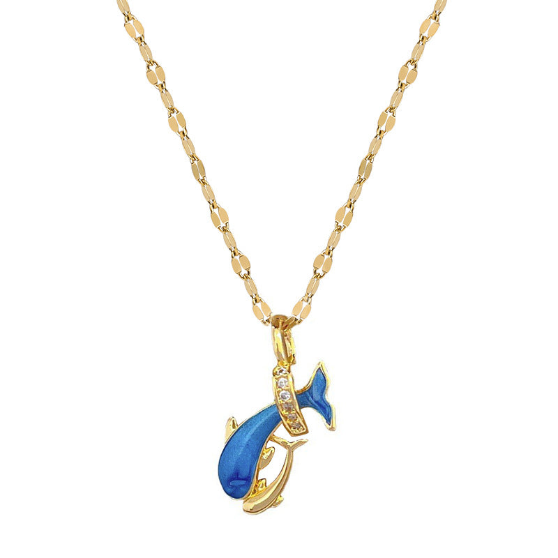 Collana con Ciondolo a Delfino Minimalista in Acciaio Inossidabile con Design Geometrico per Donne e Uomini