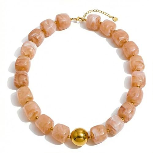 Casual Square Resin Polished Pendant Necklace for Women