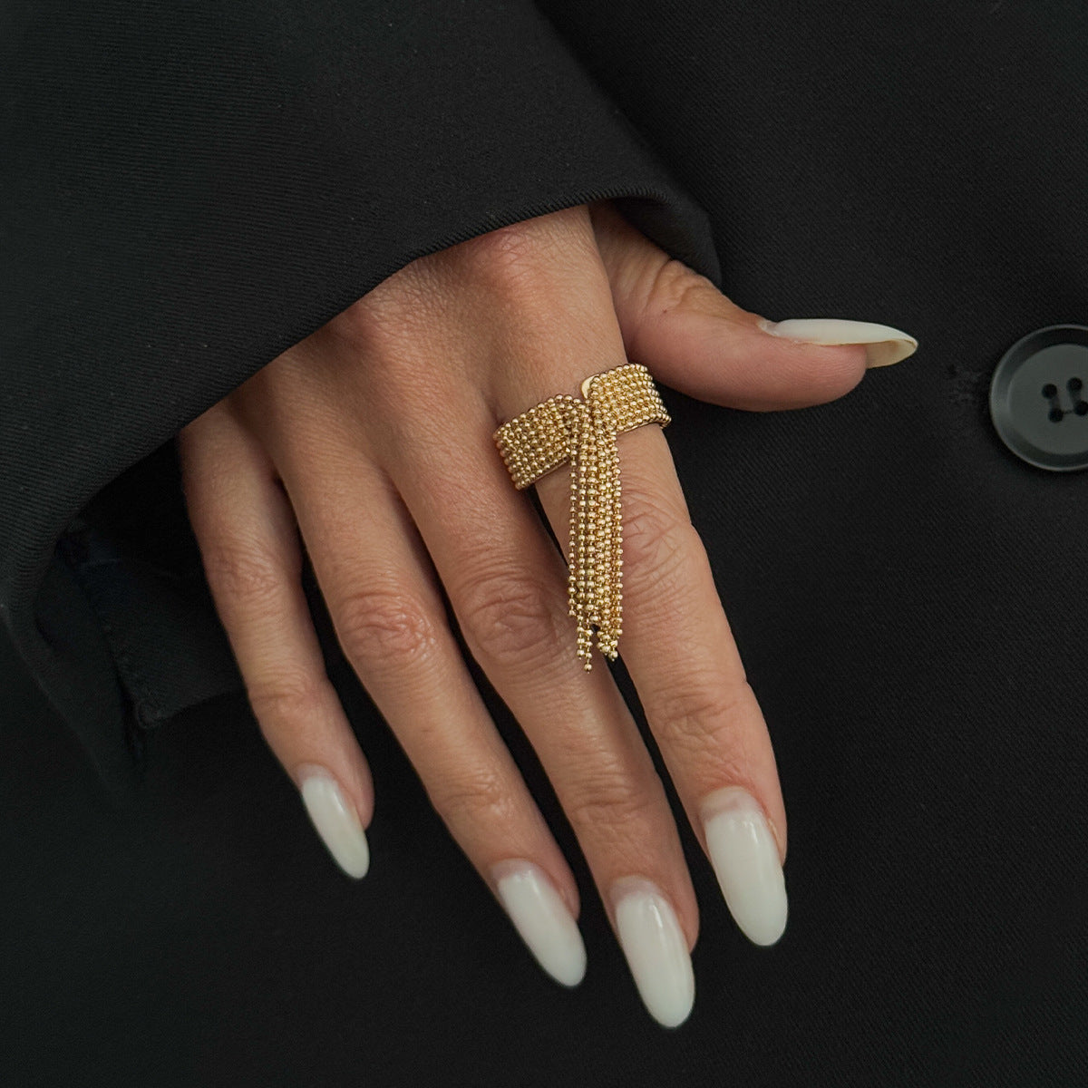Hip-hop Streetwear Geometric Round Ball Chain Plated Iron Brass Ring for Women
