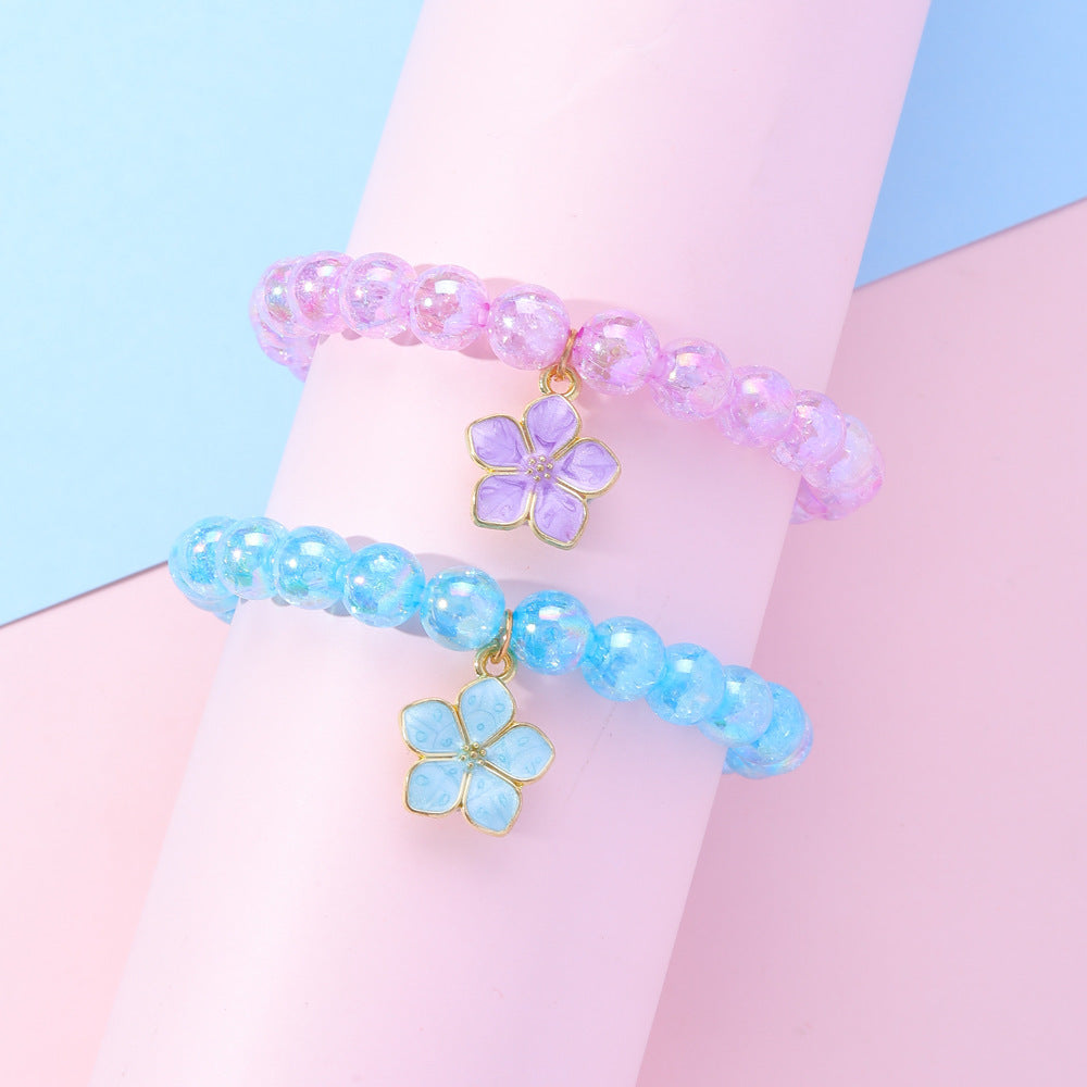 Bracciale con ciondolo in resina a forma di fiore cartoon e dolce, per bambine