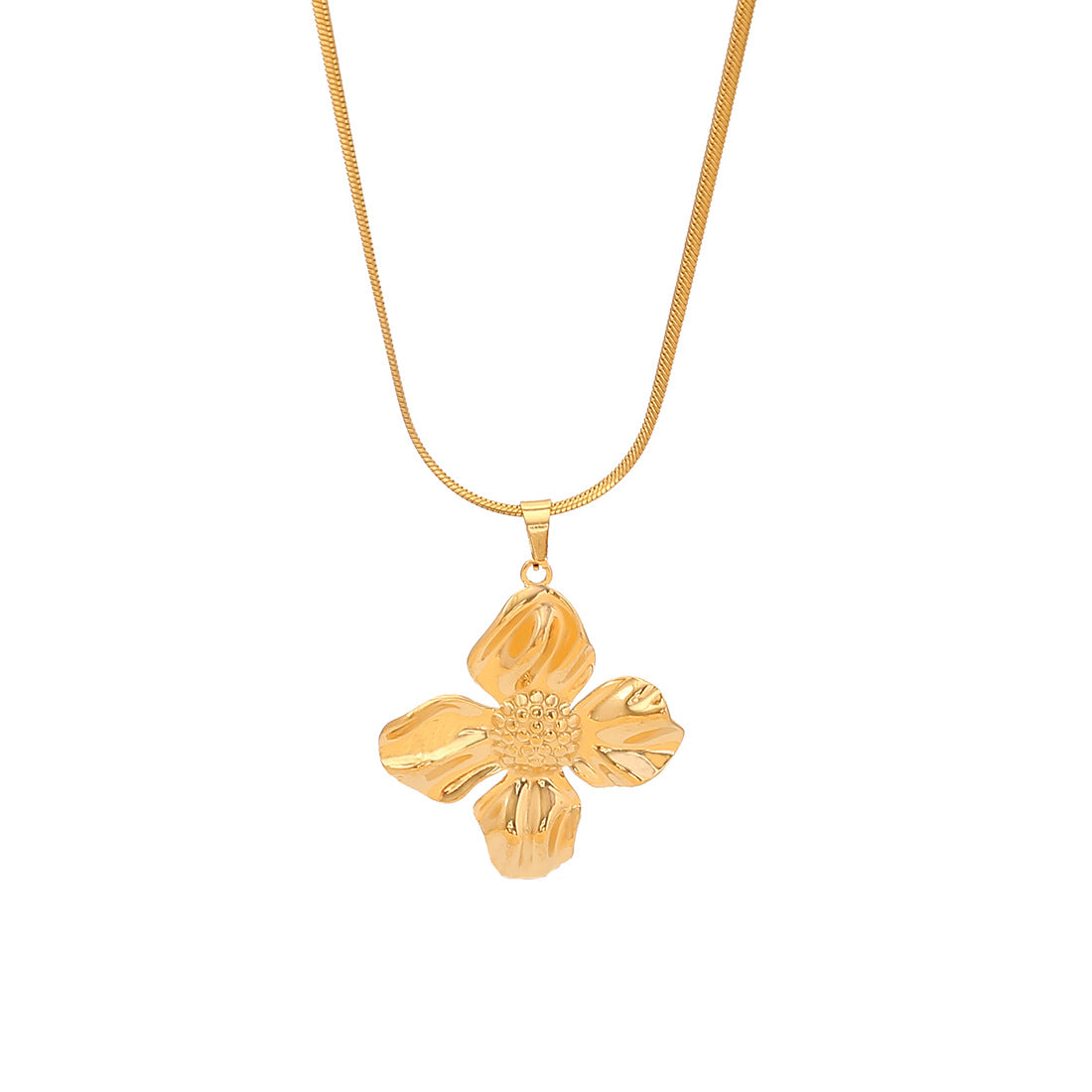 Fashionable Heart-Shaped Sun and Butterfly Floral Stainless Steel Pendant Necklace for Women