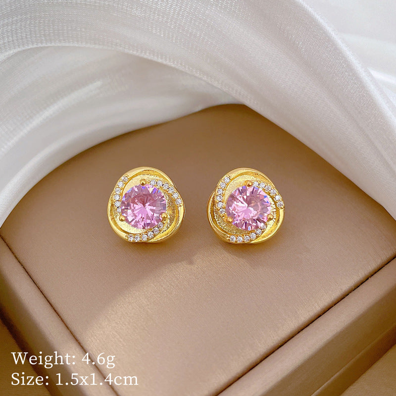 Geometric Stud Earrings for Women with Plated Copper Design, Elegant Long Tassel Drop Earrings, Sweet Style Jewelry
