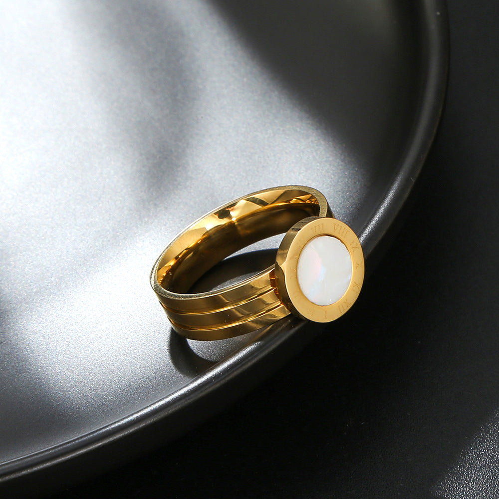 Minimalist Business Heart Titanium Steel Plated Ring for Unisex