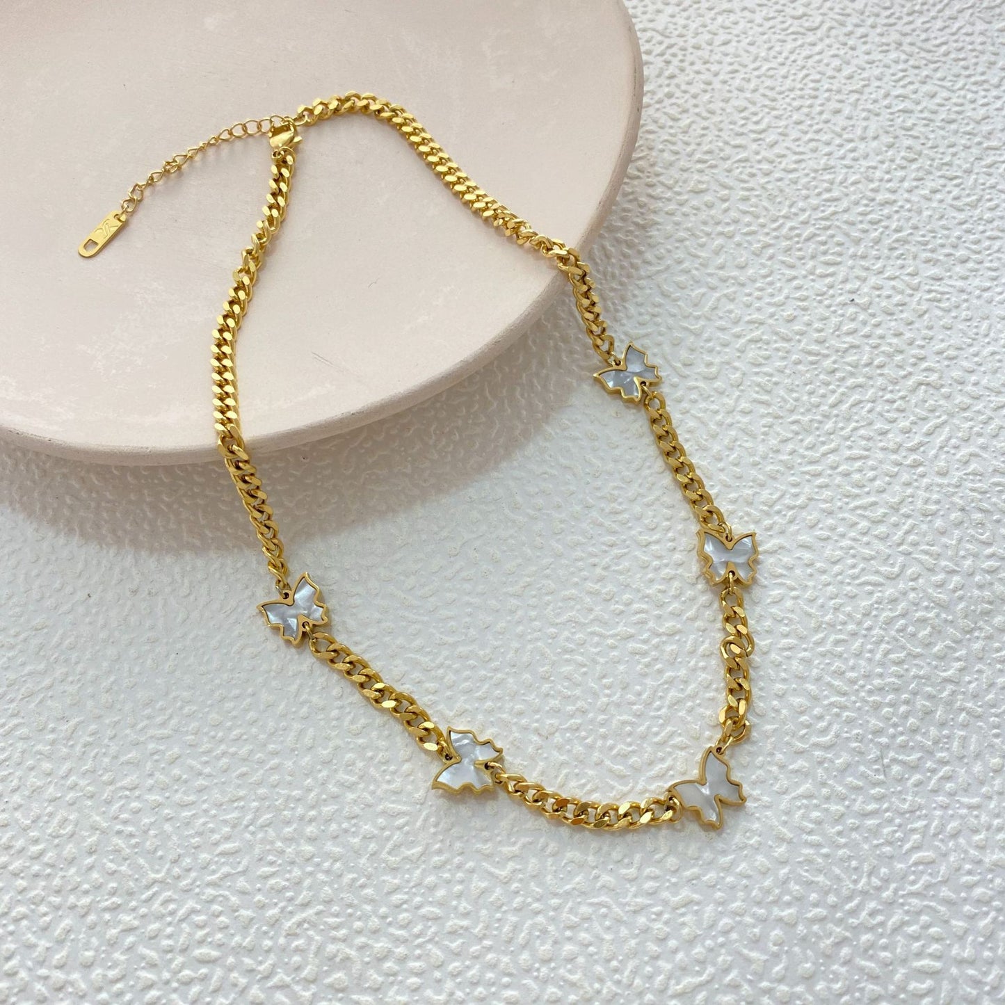 Minimalist Elegant Gold Plated Titanium Steel Butterfly Necklace Unisex