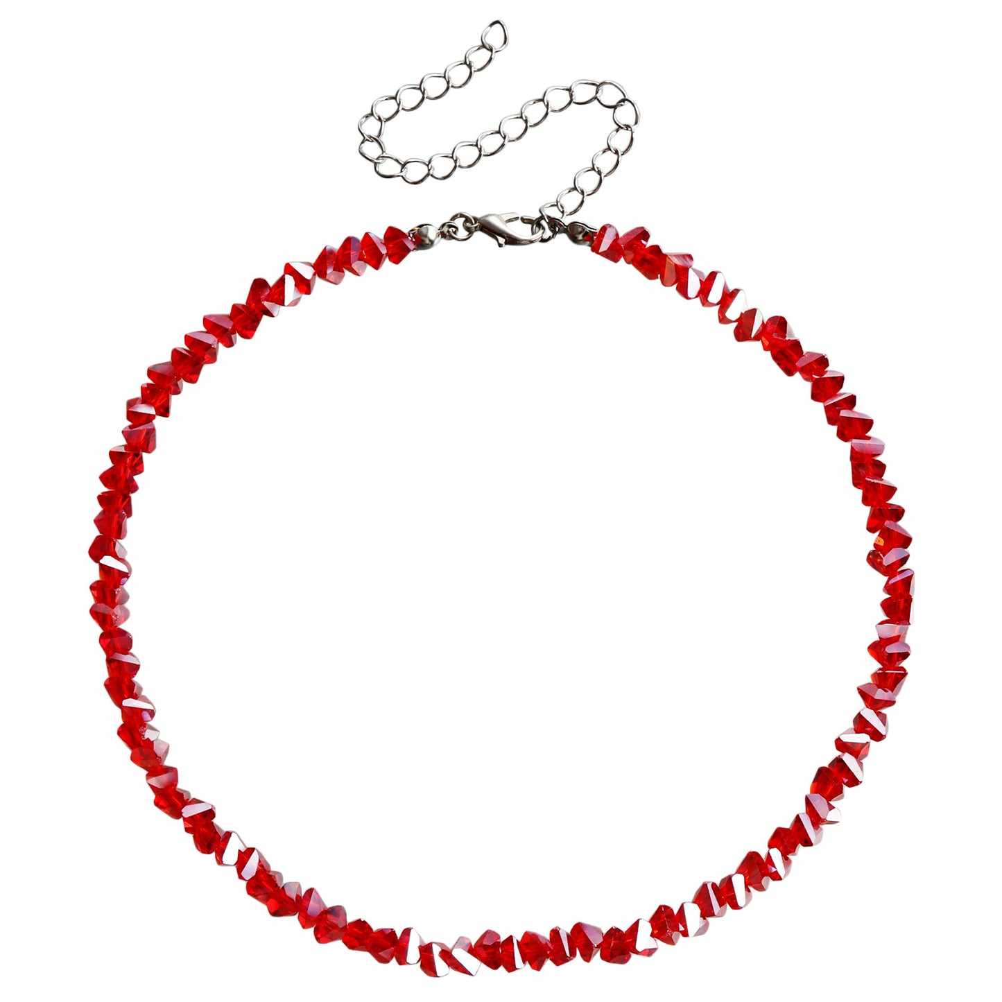Collar de cuentas de cristal negro estilo geométrico para mujer con acabado chapado y diseño de cadena para clavícula
