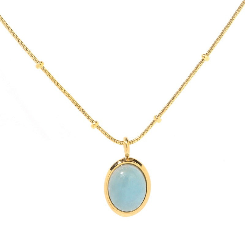 Elegante Collar de Acero de Titanio en Forma de Gota de Agua para Mujer con Cadena de Serpiente, Joyería Minimalista de Verano Estilo Guardapelo