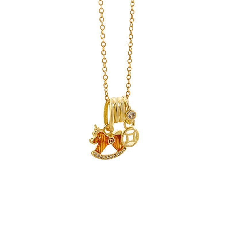 Luxury Elegant Animal Stainless Steel Plated Rhinestone Pendant Necklace for Women