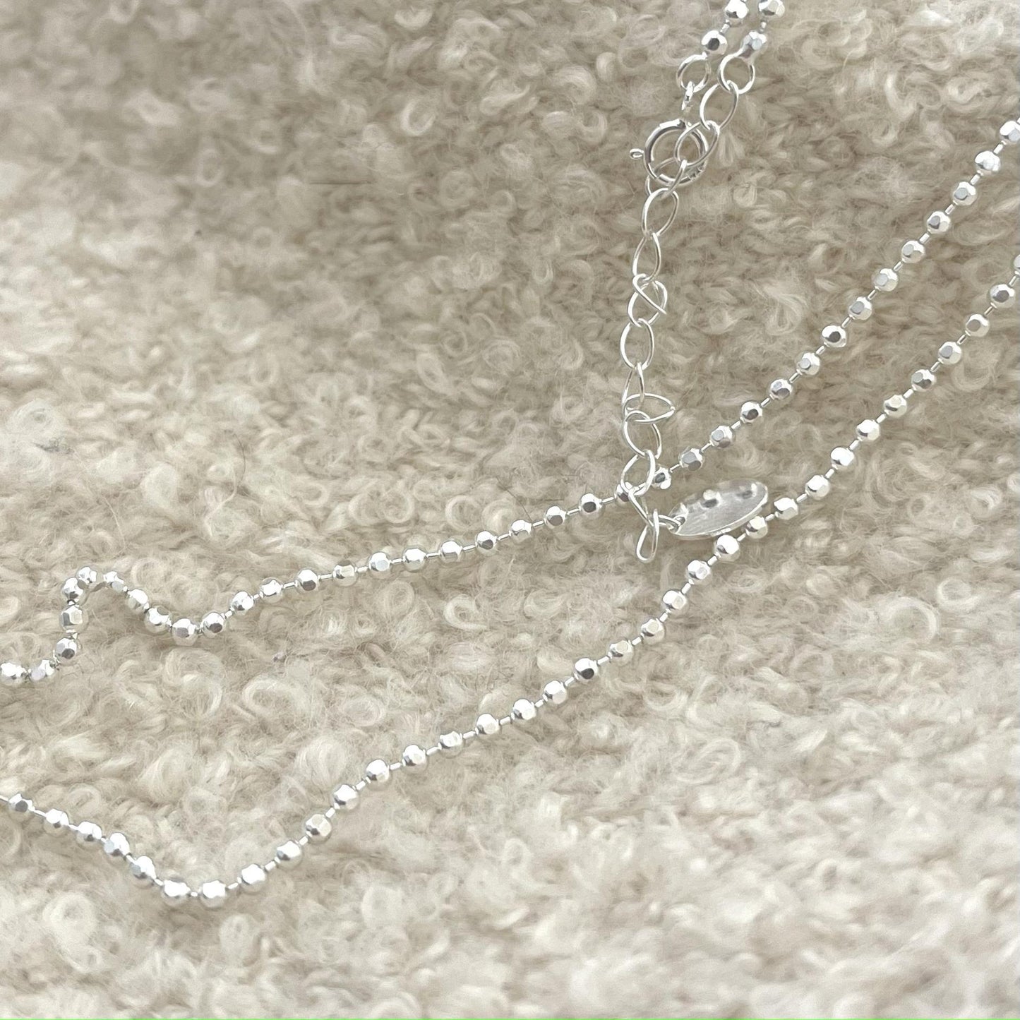 Minimalist Geometric Round Bead Necklace in 925 Sterling Silver with Plated Finish Snake Chain