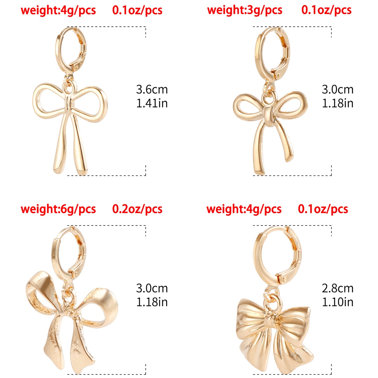 Geometric Bowknot Metal Earrings for Women with Plated Finish, Minimalist and Sweet Style
