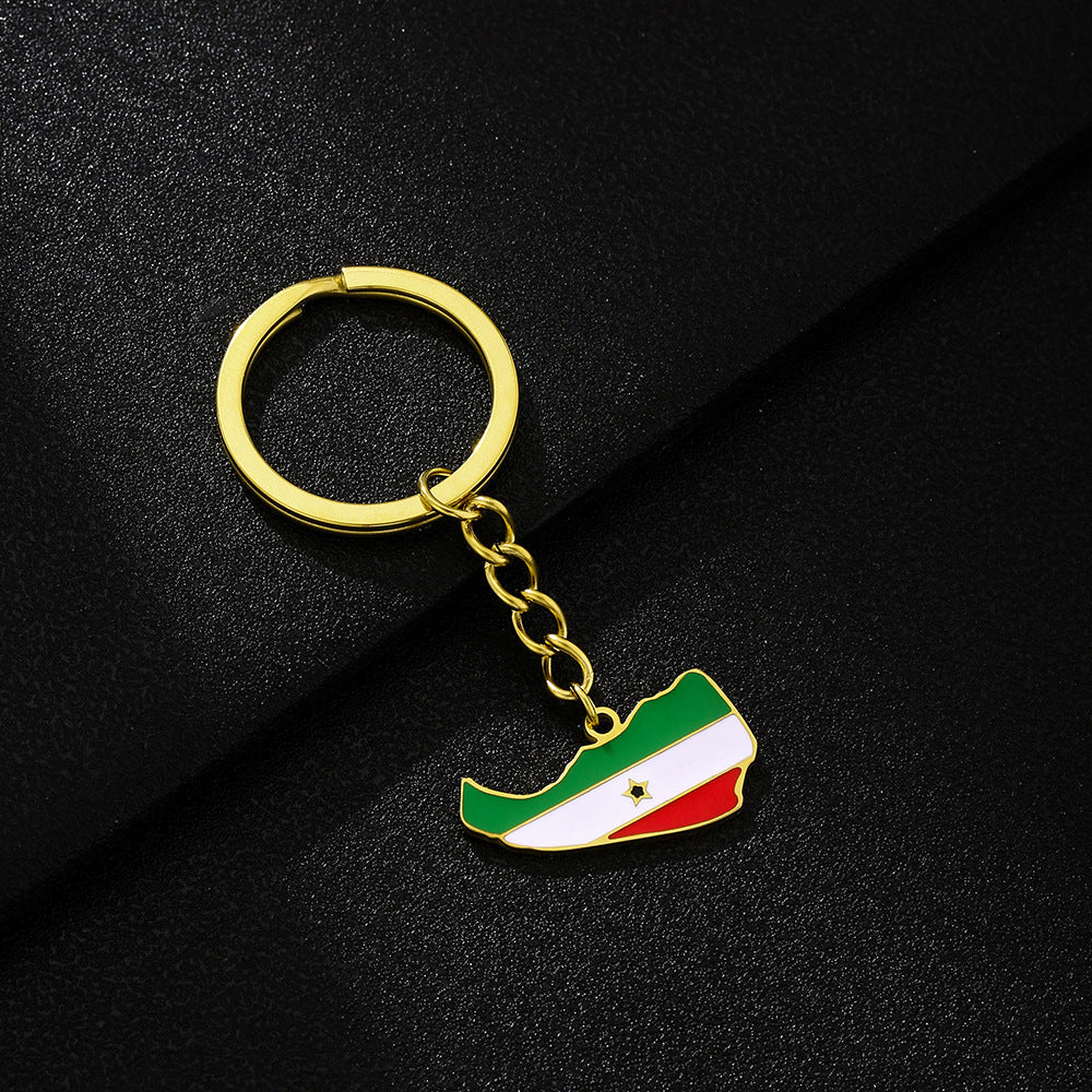Portachiavi con Ciondolo in Acciaio Inossidabile Smaltato Stile Etnico Vintage Accessorio Decorativo
