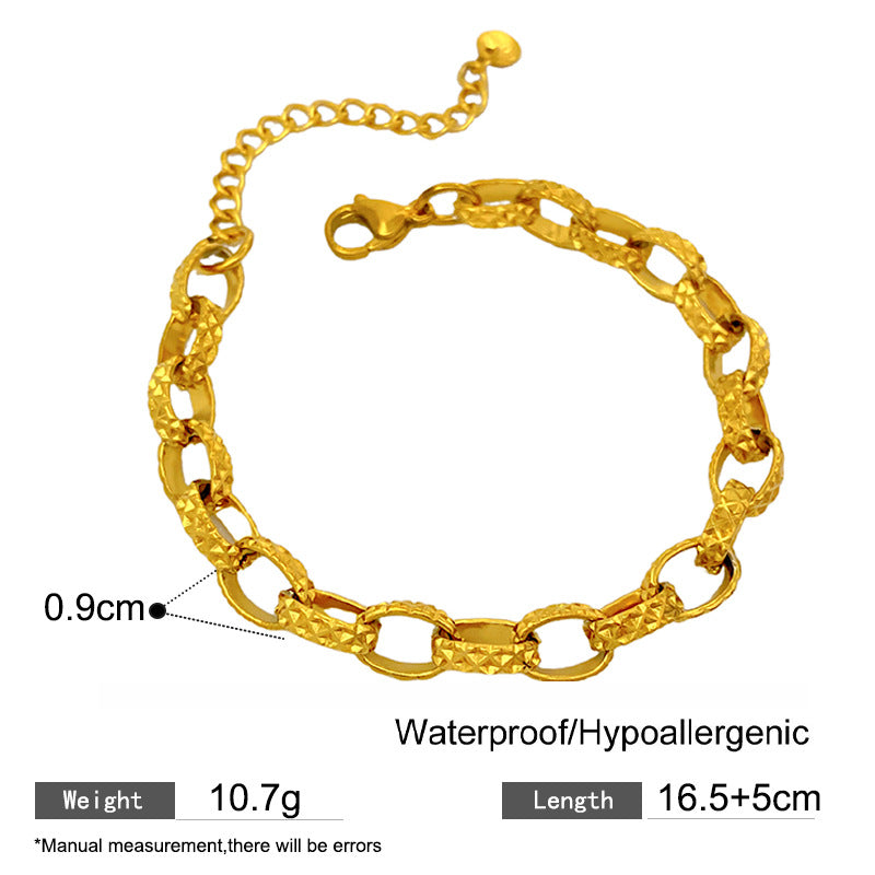Minimalist Hip-hop Sweet Round Star Titanium Steel Plated Bracelet