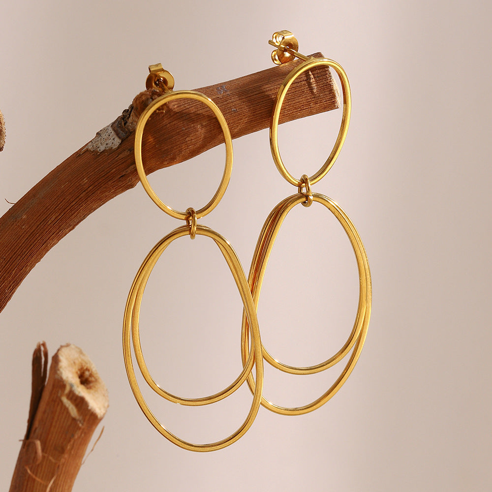 Orecchini Minimalisti Geometrici in Acciaio Inossidabile con Placcatura in Oro 18K da Donna