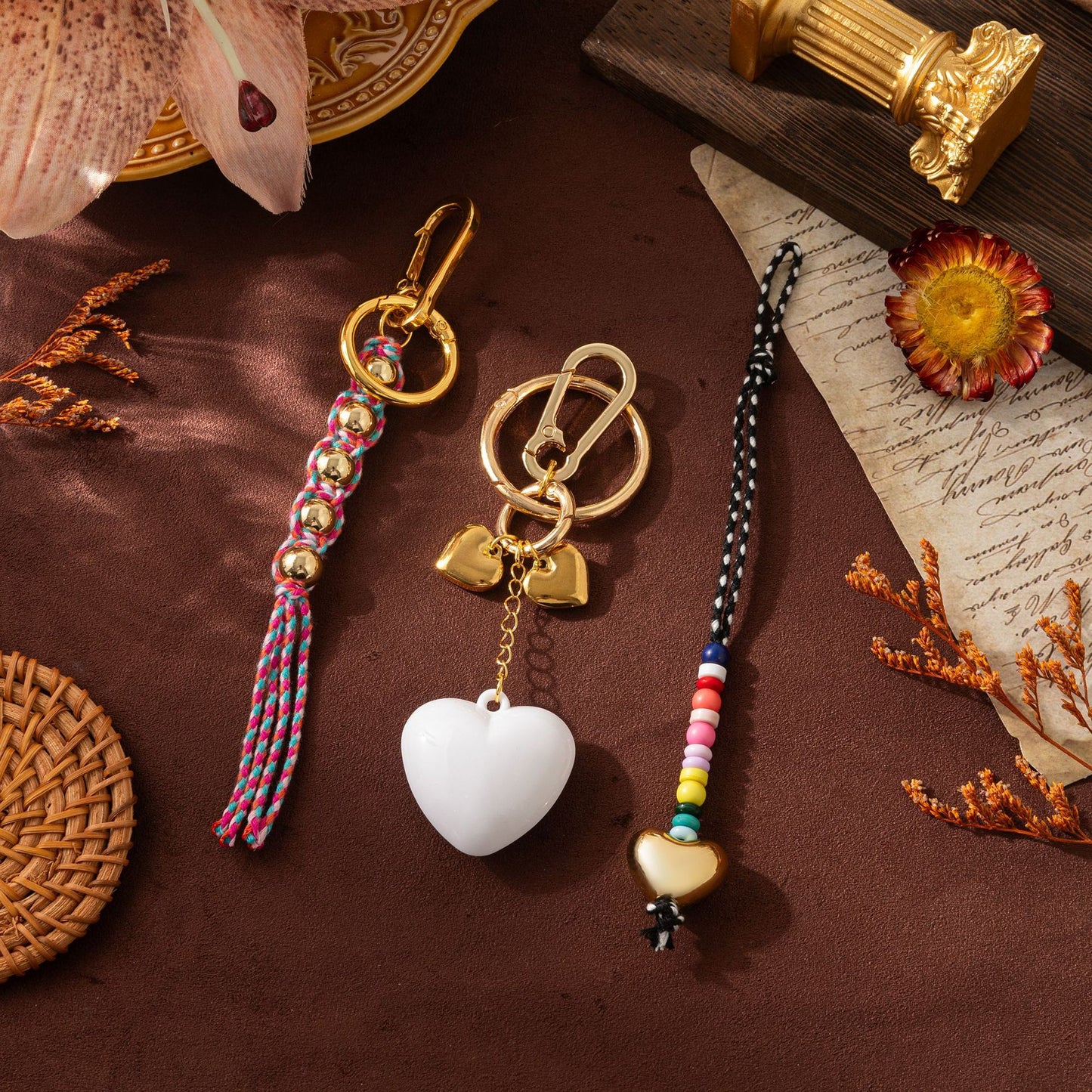 Minimalist Plated Alloy Heart Teardrop Charm Bar Keychain Bag Pendant DIY Accessories